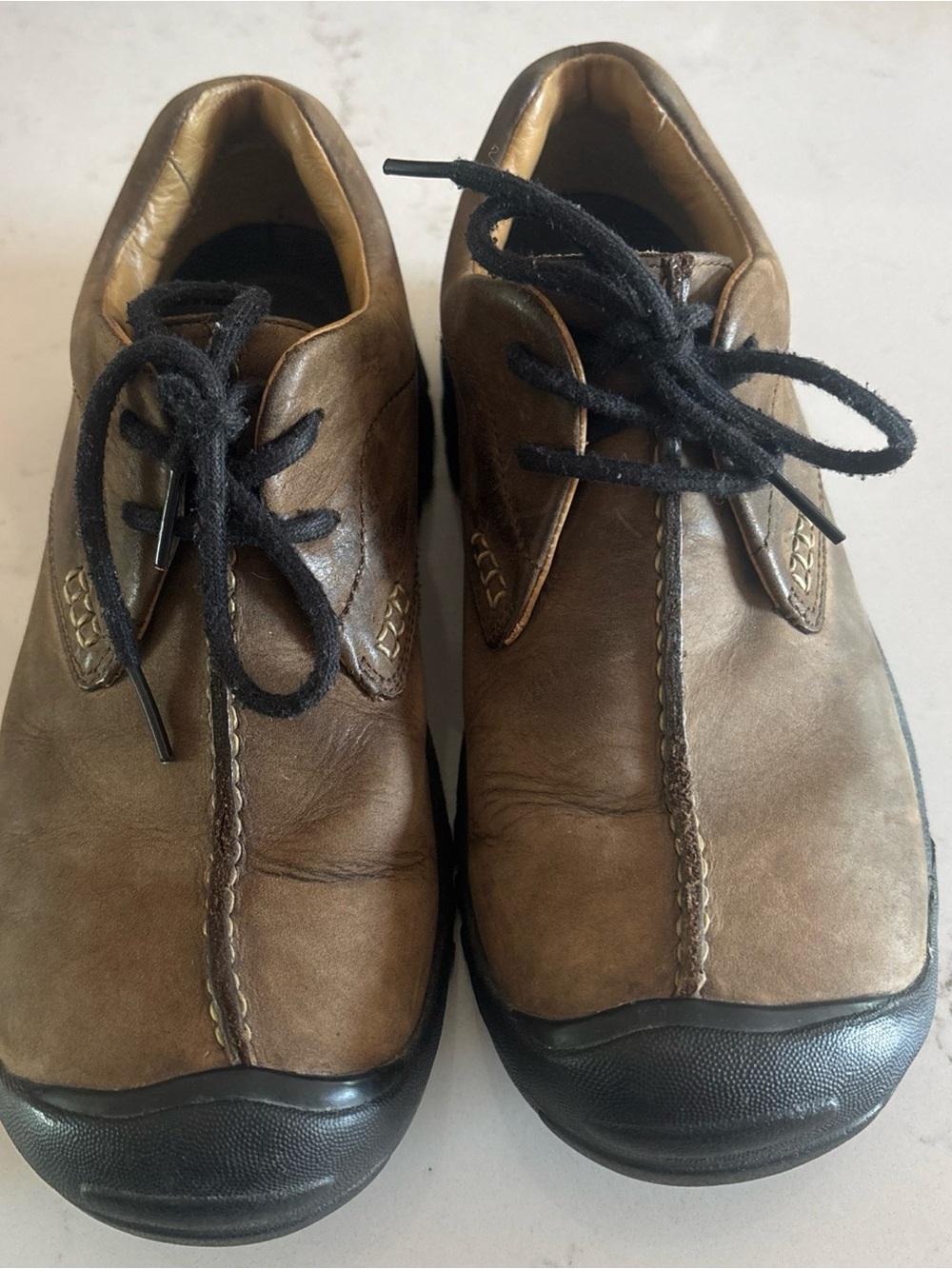 Keen Brown Leather Lace-Up Slip-On Shoes